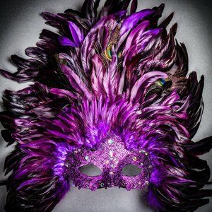 Top Feather MardiGras Carnival Purple Masquerade